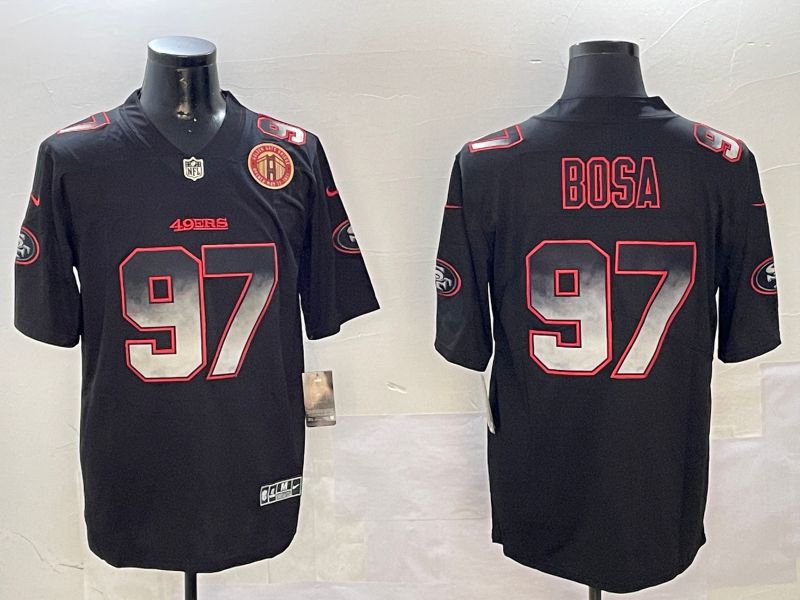 Men San Francisco 49ers 97 Bosa Black Nike Smoke Fashion 2024 Limited NFL Jersey style 5